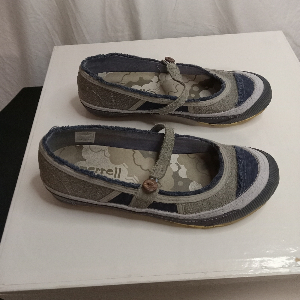 Merrell Womens Gray and Blue Mary Jane Shoes